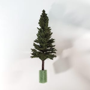 Tall Conifer Evergreen Pine Tree on Spike Scenery 10" Tall Miniature Model RR