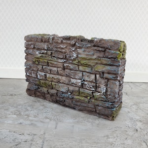 Miniature Aged Stone Wall for Garden 1:12 Scale Scenery 4.5" x 3" Resin