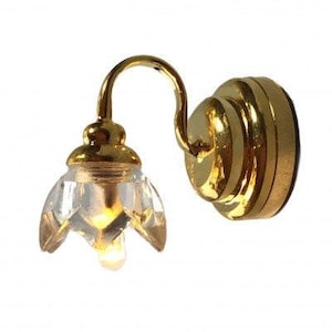 Dollhouse Battery Light Wall Sconce Lily Flower Shade 1:12 Scale Miniature