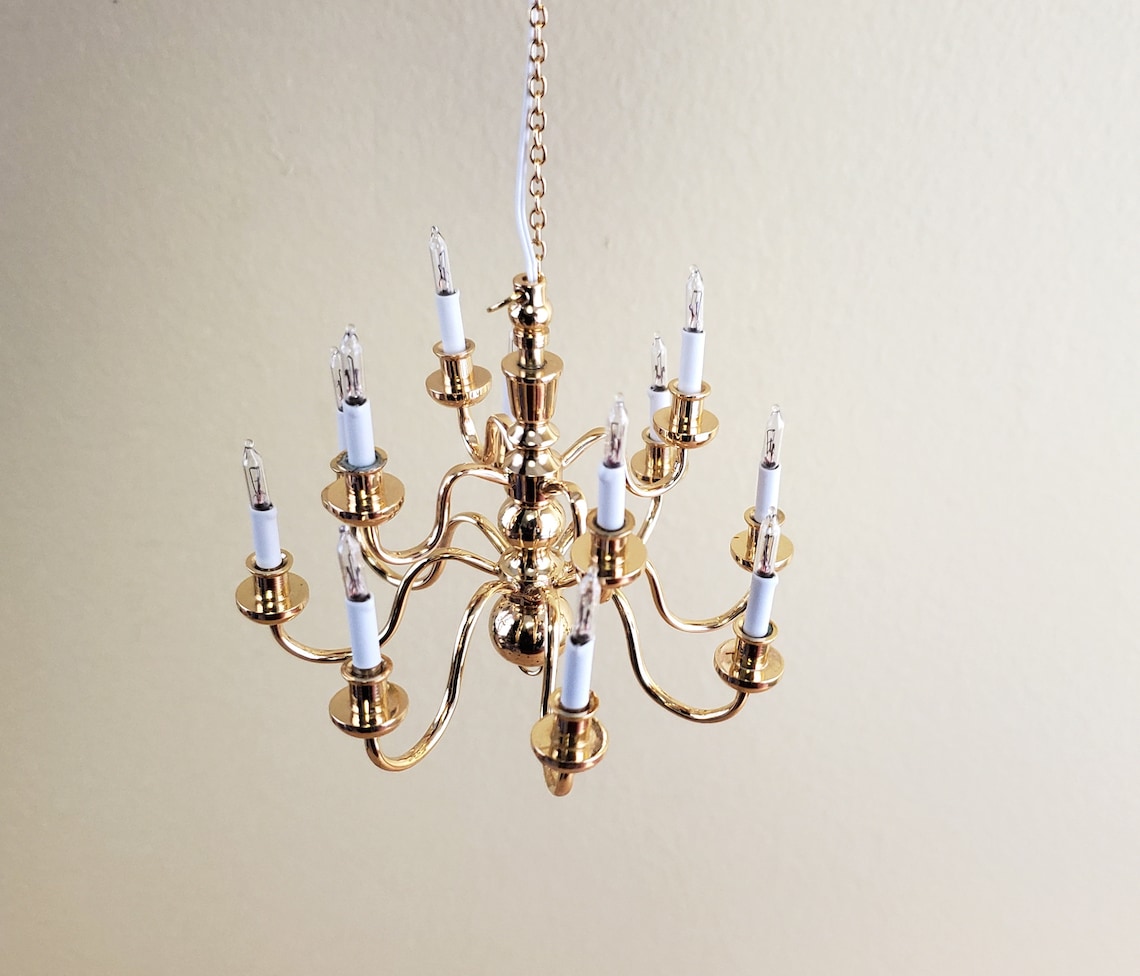 Dollhouse Miniature Hanging Chandelier Large 12 Arm Candle 12 Etsy