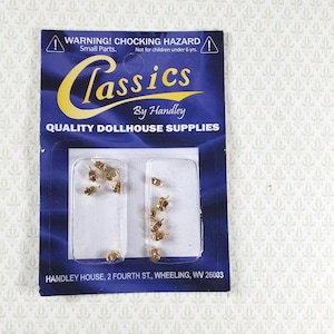 Puppenhaus Räder Rollen Winzige Gold Messing Arbeitsset von 12 Miniaturen im Maßstab 1:12