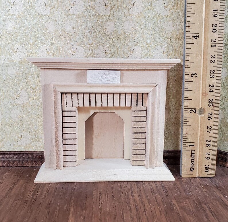 Dollhouse Small Fireplace Miniature Furniture DIY Unpainted Wood immagine 3