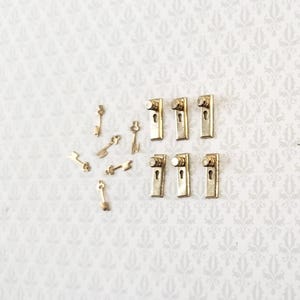 ドールハウス ハーフスケール ドアノブ 鍵付き ゴールド x6 1:24スケール H1114 ハウスワークス