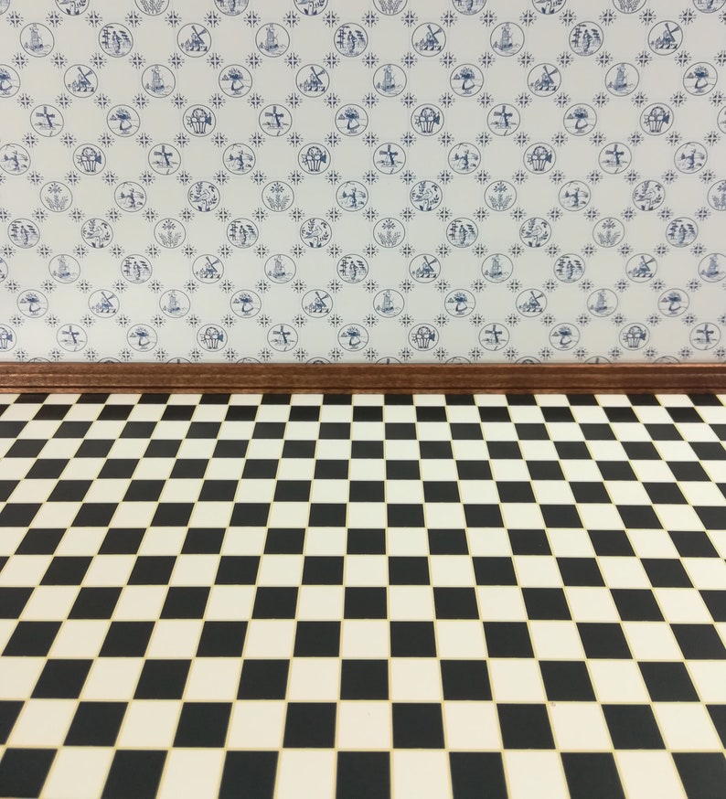 Dollhouse Miniature Tile Flooring Black & White Checked Etsy
