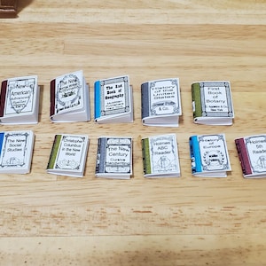 Dollhouse Books x11 Antique Schoolbooks 1:12 Scale (blank inside) Handmade