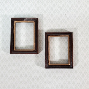 Dollhouse Picture Frames x2 Small Wood with Gold Accent 1:12 Scale Miniature D1956