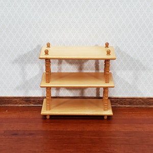 Dollhouse 3 Shelf Plant Stand or Bookcase Bookshelf 1:12 Scale Furniture Light Oak