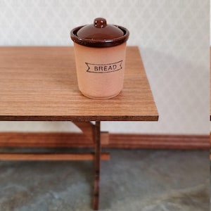 Dollhouse Miniature Terra Cotta Bin Crock BREAD with Lid 1:12 Scale Handmade