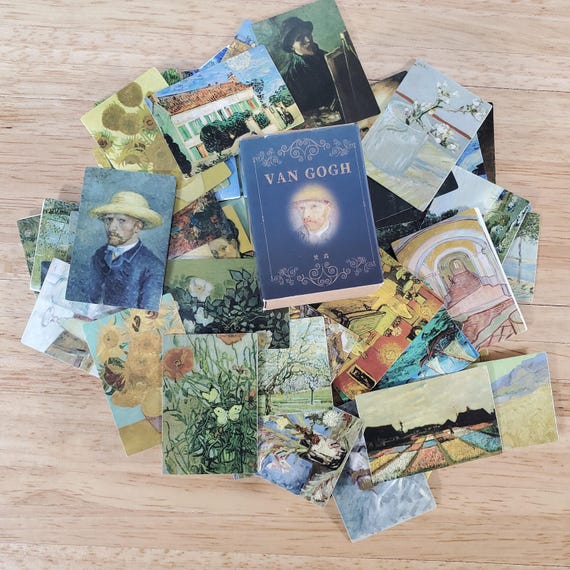 100 Mini Vincent Van Gogh Prints on Cardstock Vintage Pictures Scrapbooking