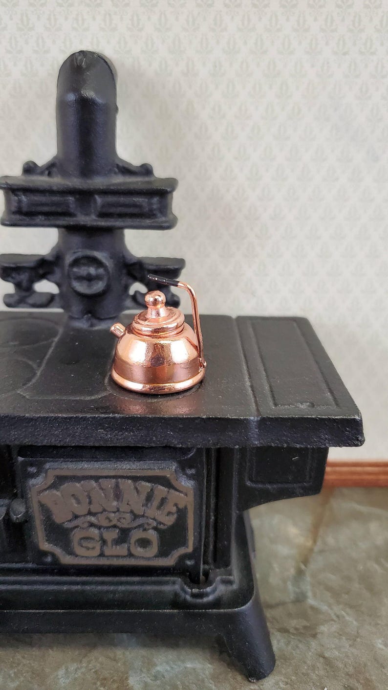 Dollhouse Miniature Teapot Tea Kettle Modern Copper 1:12 Scale Kitchen Accessories image 3