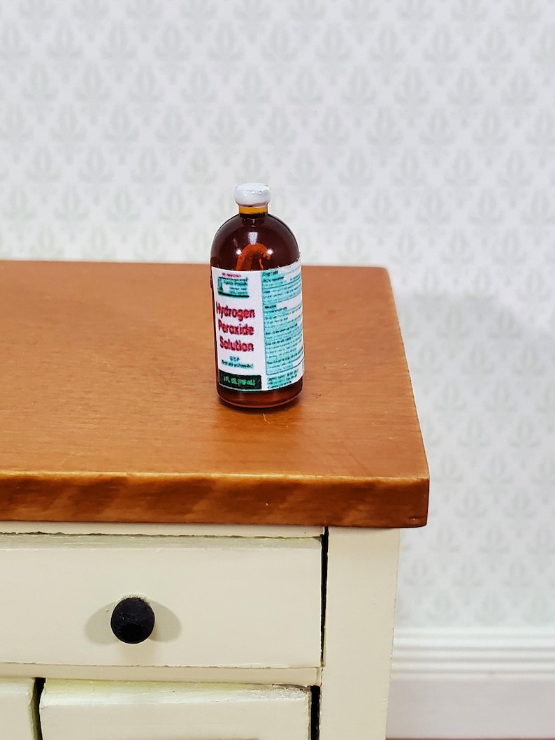 Botella de peróxido de hidrógeno para casa de muñecas, grande, estilo moderno, escala 1:12, miniatura, medicamento imagen 1