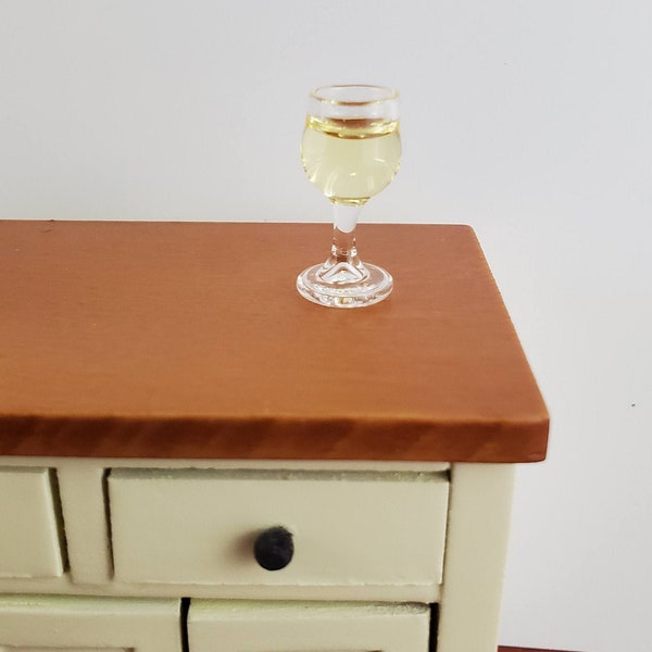 Dollhouse Miniature White Wine Glass Filled 1:12 Scale (Large)