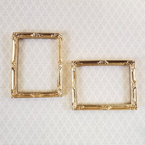 Dollhouse Miniature Picture Frame x2 Gold for Paintings Medium Size 1:12 Scale