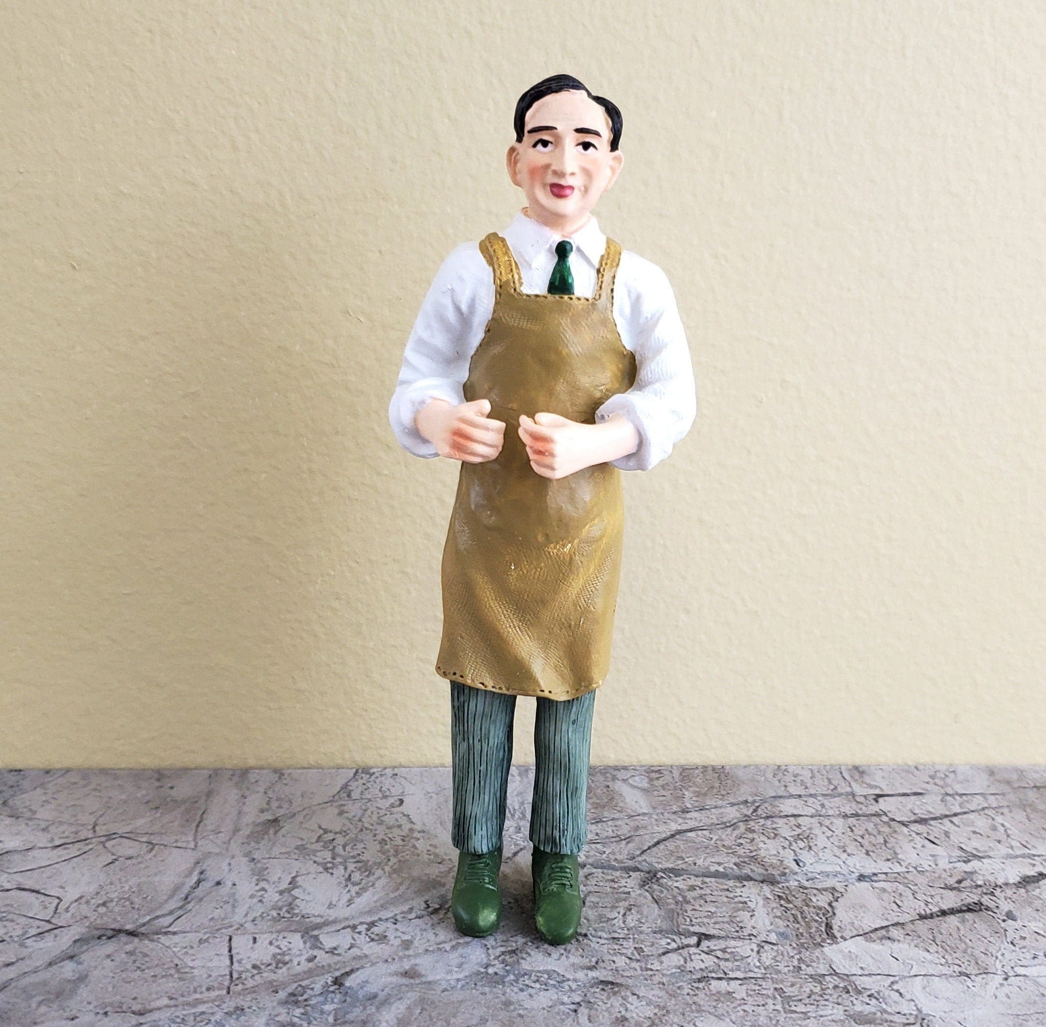 Dollhouse Man Shopkeeper Butler Standing With Apron Resin 1 12 Scale Miniature Etsy UK
