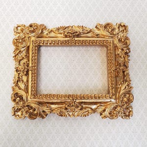 Miniature Picture Frame for 1:6 Scale Settings Large Fancy Gold Flat Back