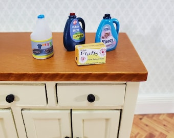 Dollhouse Laundry Detergent Bleach Fabric Softener 1:12 Scale Miniature Laundry Room Decor