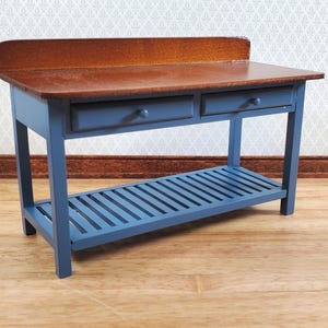 Dollhouse Work or Prep Table BLUE with Drawers 1:12 Scale Furniture by Reutter