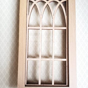 Dollhouse Miniature Window Tudor Gothic Arch Style Wood 1:12 Scale