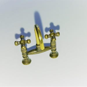 Dollhouse Miniature Faucet Mixer Tap for Kitchen or Bathroom Sink 1:12 Scale Antique Brass