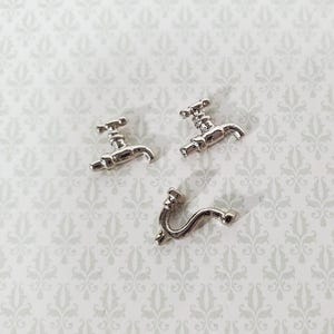 Dollhouse HALF SCALE Faucet Taps and Pipe Drain for Kitchen or Bathroom Sink 1:24 Scale S1121S