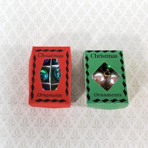 Miniature Christmas Ornaments 2 Box Sets Tiny Bulbs Decorating 1:12 Scale Dollhouse Decor