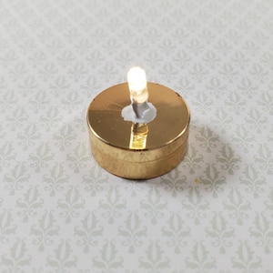 Miniature Anywhere Battery Light on Gold Metal Base Bright White On/Off Switch