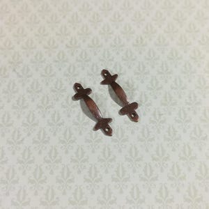 Dollhouse Miniature Drawer Pulls Door Handles x2 Bronze 1:12 Scale Tudor Style