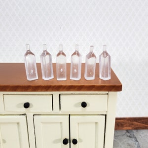 Miniature Clear Liquor Bottles Gin Vodka 6 Pieces Blanks 1:12 Scale Dollhouse