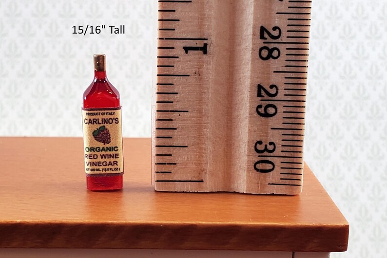 Dollhouse Red Wine Vinegar Bottle 1:12 Scale Miniature Kitchen Accessory image 2