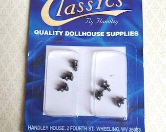 Dollhouse Miniature Tiny Pewter Knobs Metal for Door or Drawer Pulls Set of 6 1:12 Scale or Fairy Garden