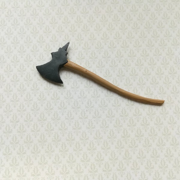 Dollhouse Miniature Battle Axe Large 1:12 Scale Pewter Curved Handle