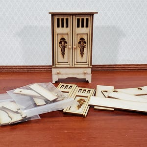 Dollhouse Wardrobe HALF SCALE Arts & Crafts Style Miniature Kit 1:24 Scale DIY