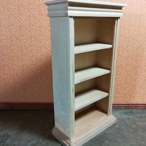 Dollhouse Miniature Bookshelf 4 Shelves 1:12 Scale Furniture Bookcase Unpainted