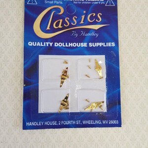 Dollhouse Miniature Triangle Hinges Working Brass Gold x4 Gold 1:12 Scale Includes Nails