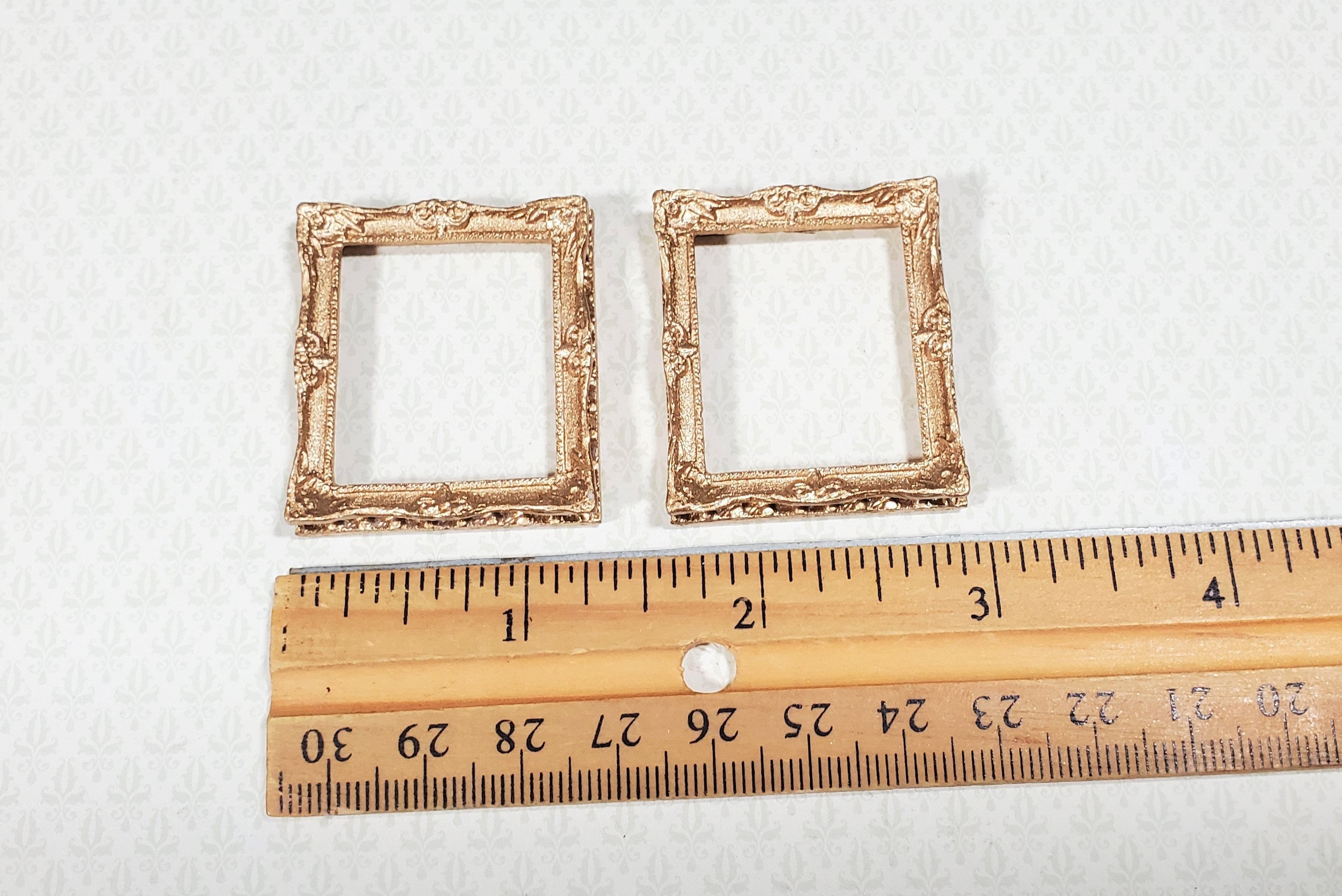 Dollhouse Miniature Picture Frame x2 Small Fancy Gold for Paintings 1