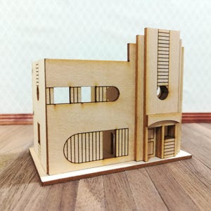 Dollhouse Miniature 1:144 Scale Kit House Art Deco Style 4 Rooms Easy Build