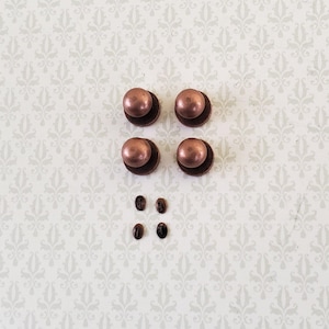 Dollhouse Miniature Doorknobs Round Bronze Metal with Keyhole 1:12 Scale 2 Sets