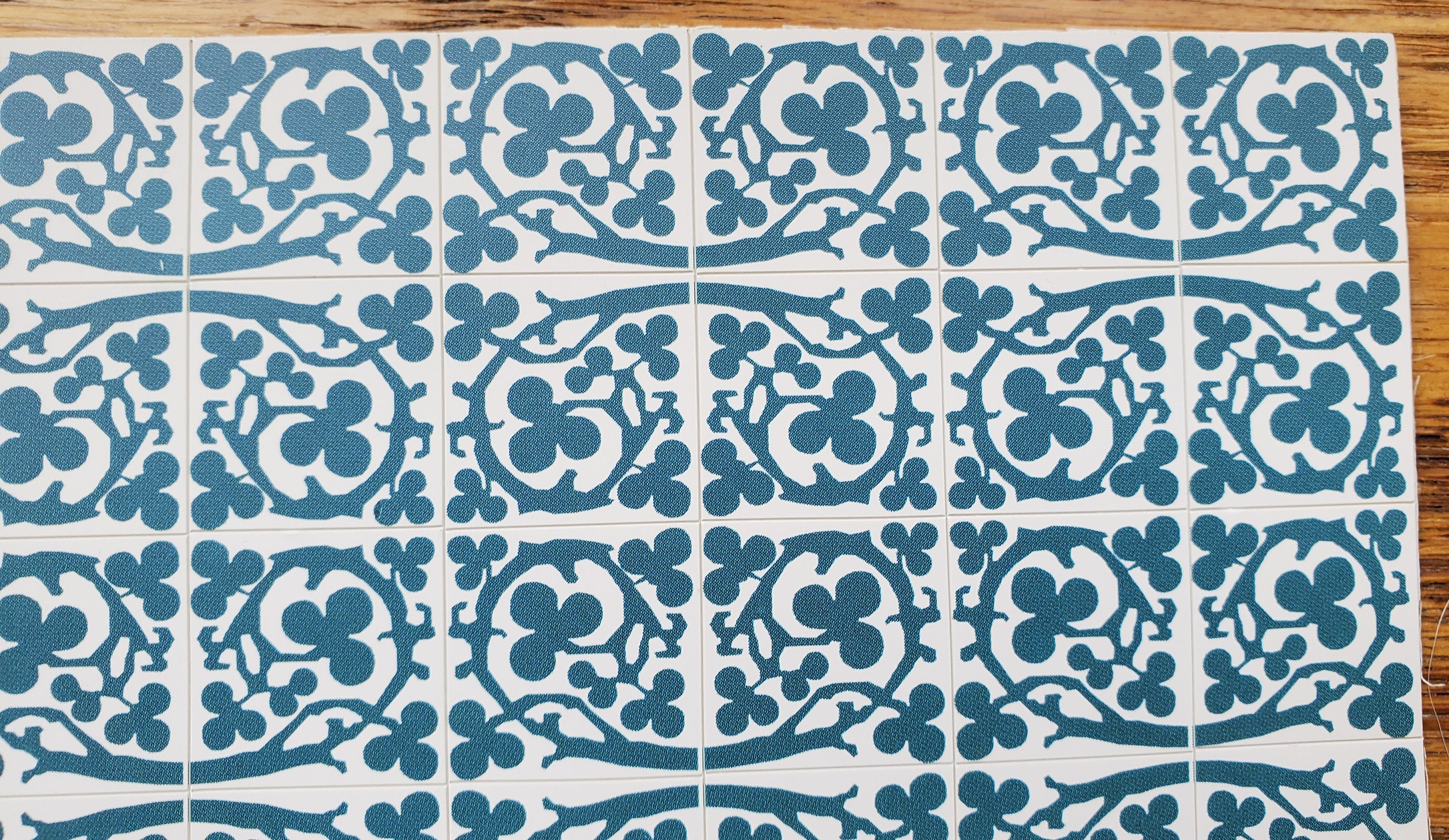Dollhouse Miniature Tile Floor Sheet Blue/green Ivy Clover - Etsy