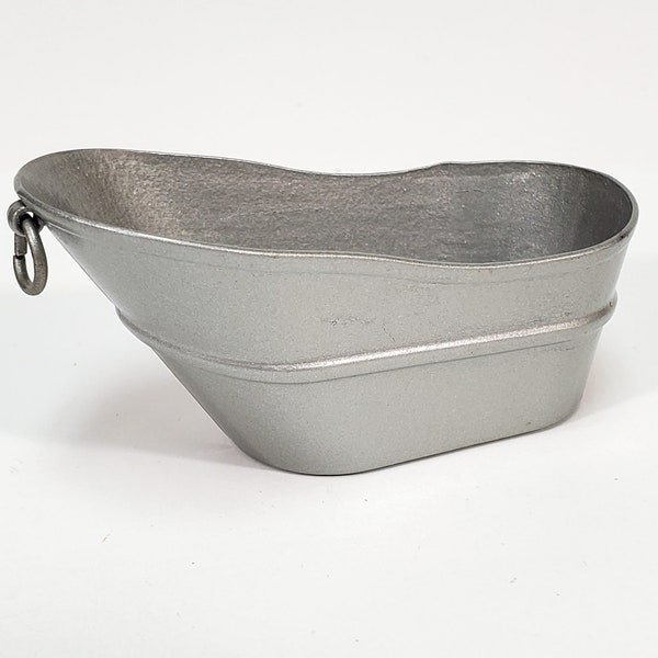 Dollhouse Small Tub Mini "Galvanized" Baby Bathtub Metal 1:12 Scale Hip Bath