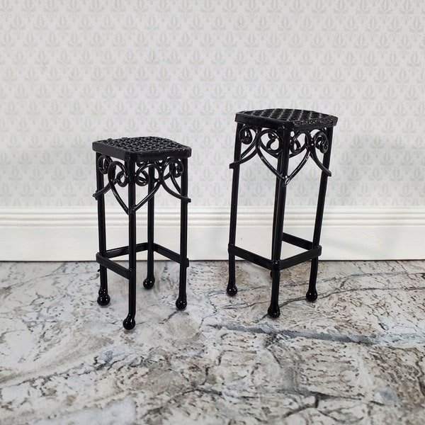 Dollhouse Plant Stand Set of 2 Black Wire Metal 1:12 Scale or Fairy Garden