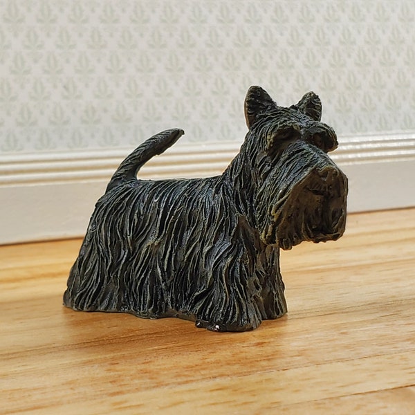Dollhouse Puppy Dog Scottie Scottish Terrier Black 1:12 Scale Miniature Pet