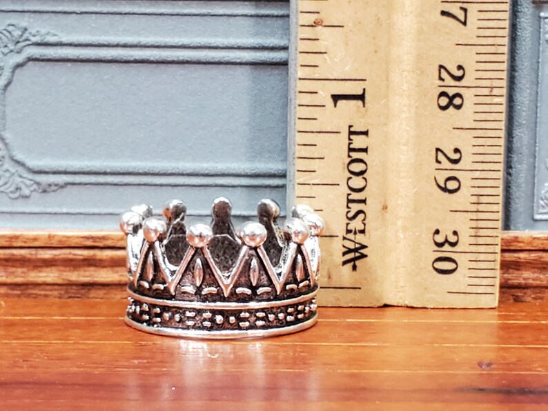 Tiny Miniature Crown Silver Metal for Dolls Dollhouse Works With 1:12 ...