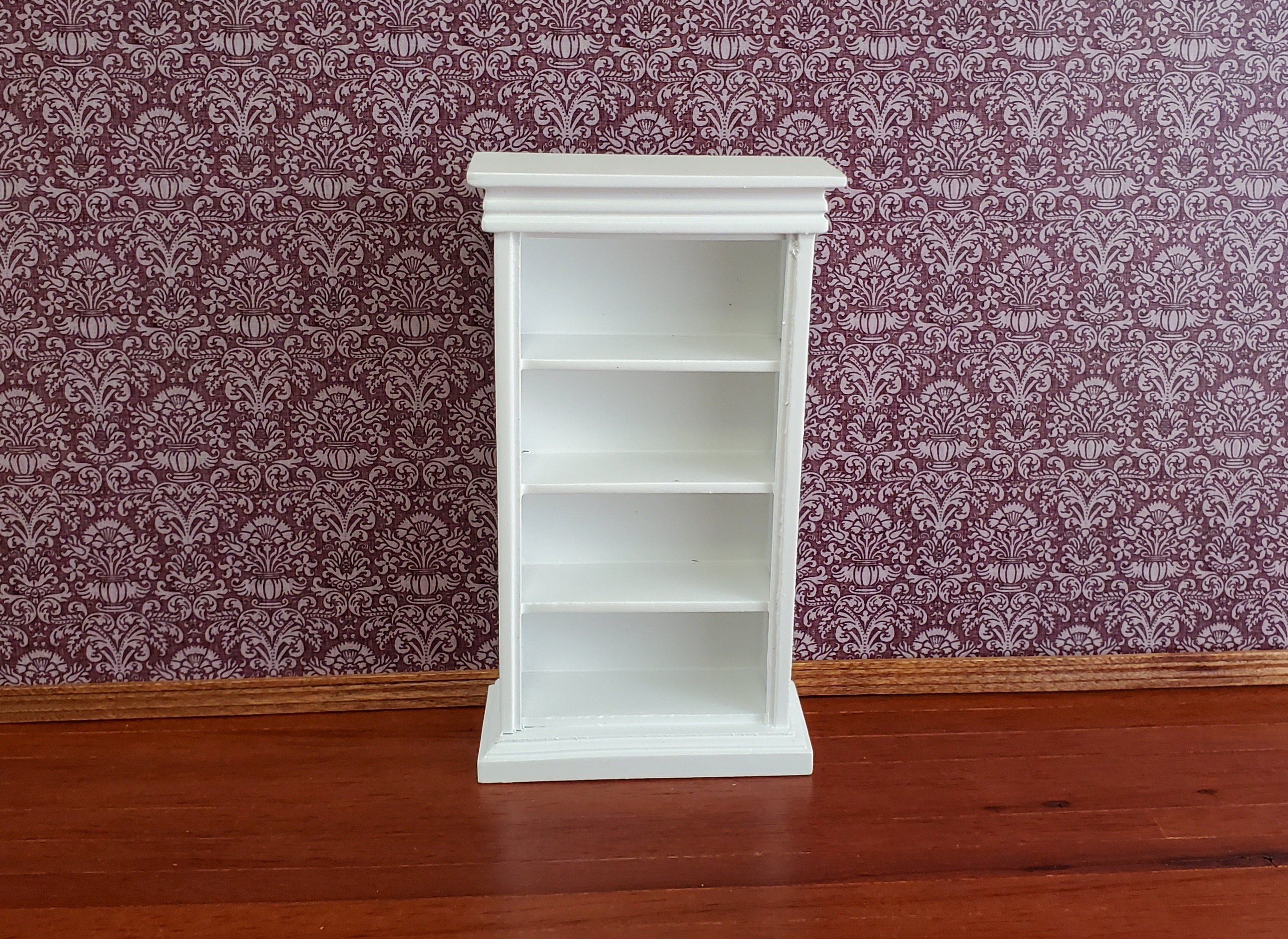 Dollhouse Miniature Bookcase 4 Shelves White Finish 112 Scale Etsy