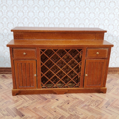 JBM Dollhouse Kitchen Bar Island Large Walnut shops 1:12 Scale Miniature Cupboard