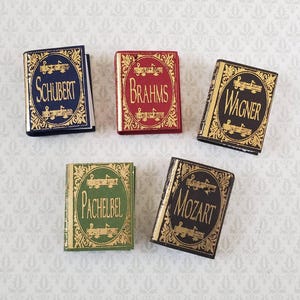 Dollhouse Miniature Books x5 Composers Set 1:12 Scale (blank inside)