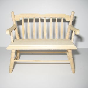 Dollhouse Miniature Bench Colonial Style 1:12 Scale Furniture Unpainted