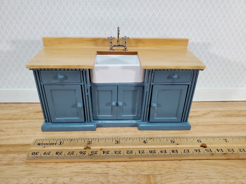 Dollhouse Kitchen Sink 112 Scale Miniature Blue/gray Etsy