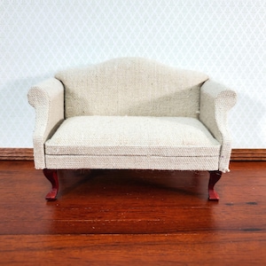 Dollhouse Sofa Couch Muslin Style Natural Fabric 1:12 Scale Miniature Furniture