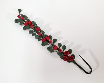Dollhouse Climbing Red Roses Bendable 7" Clay Miniature Flowers Garden