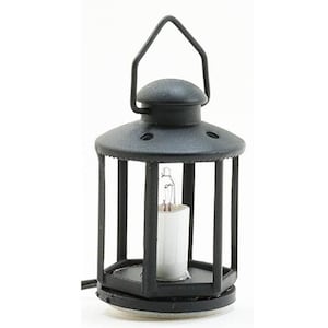 Puppenhaus Miniatur Schwarze Laterne Licht Kerze 12 Volt mit Stecker 1:12 Lampe